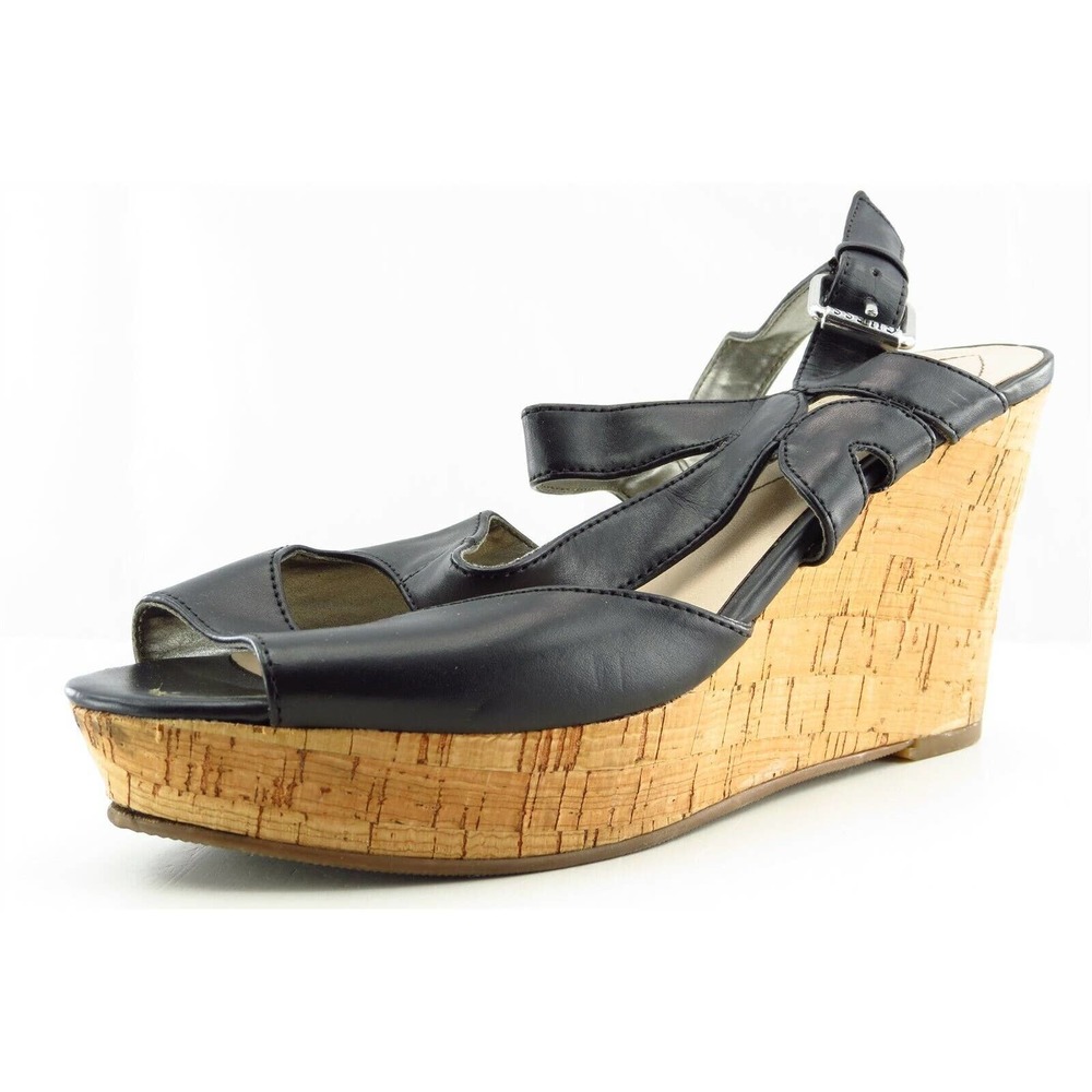 GUESS Size 6.5 M Black Slingback Synthetic Women Sandal Shoes